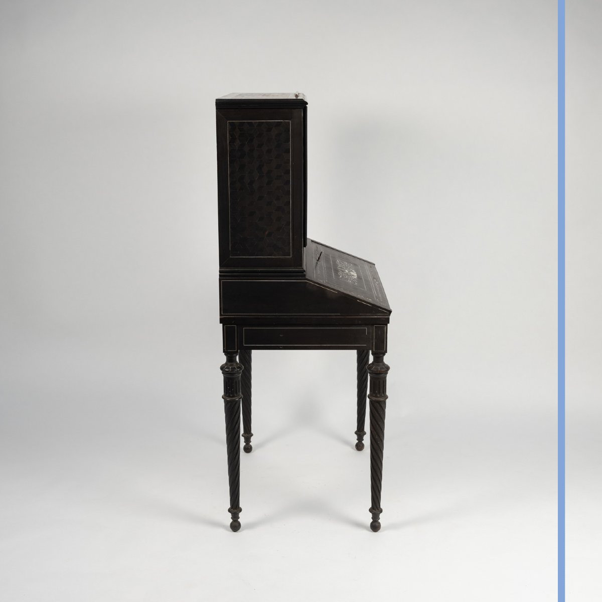 Charles Hunsinger (1823-1893), Bonheur du Jour en ébène et incrustations d’ivoire, XIXe-photo-1