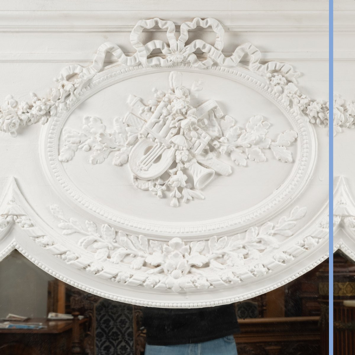 Louis XVI Style Trumeau In White Lacquered Wood, 19th Century-photo-3