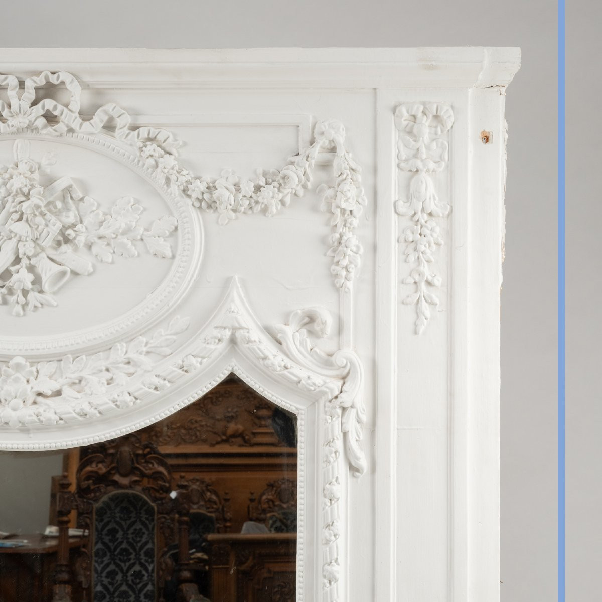 Louis XVI Style Trumeau In White Lacquered Wood, 19th Century-photo-4