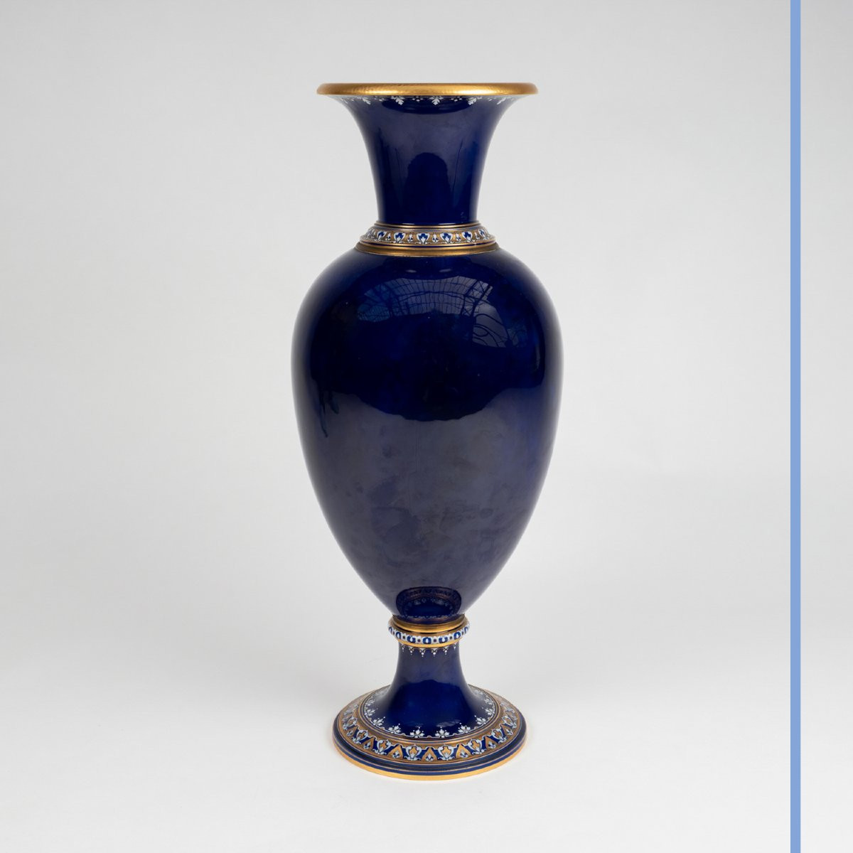 Sèvres Manufactory, Blue And Gilt Porcelain Vase With Enamel Decoration, 19th Century-photo-2