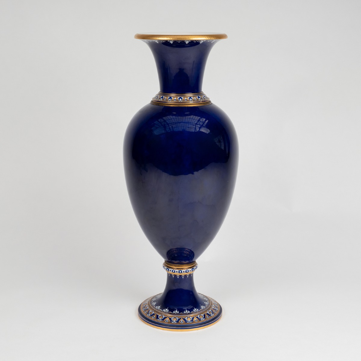 Sèvres Manufactory, Blue And Gilt Porcelain Vase With Enamel Decoration, 19th Century