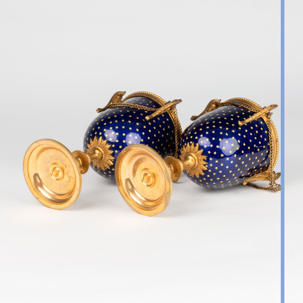 Paire de pots couverts en cuivre émaillé et bronze doré, XIXe-photo-2