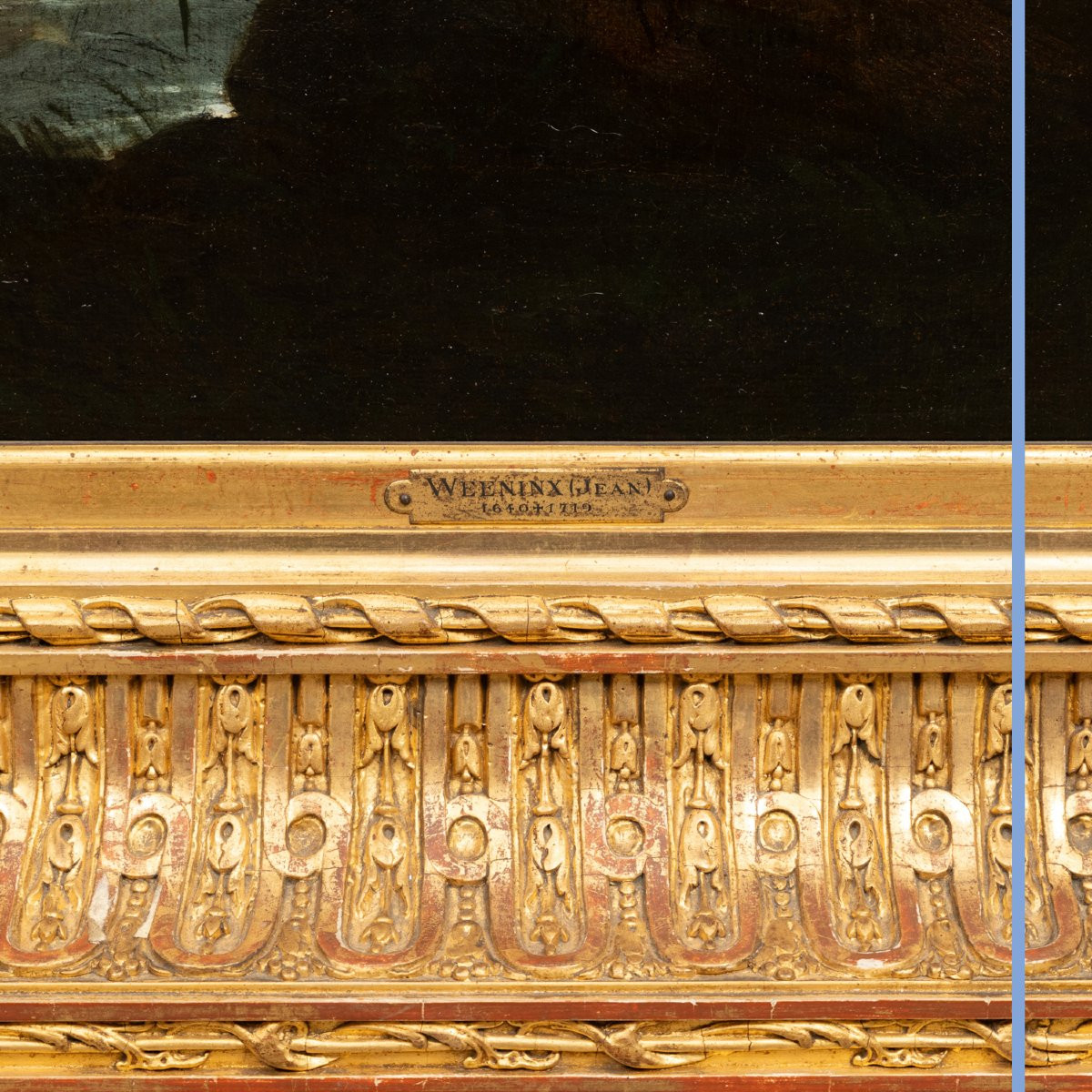 Attribué à Jan  Weenix  (1640-1719), Chien à l'arrêt devant un cygne, huile sur toile, XVIIIe-photo-3