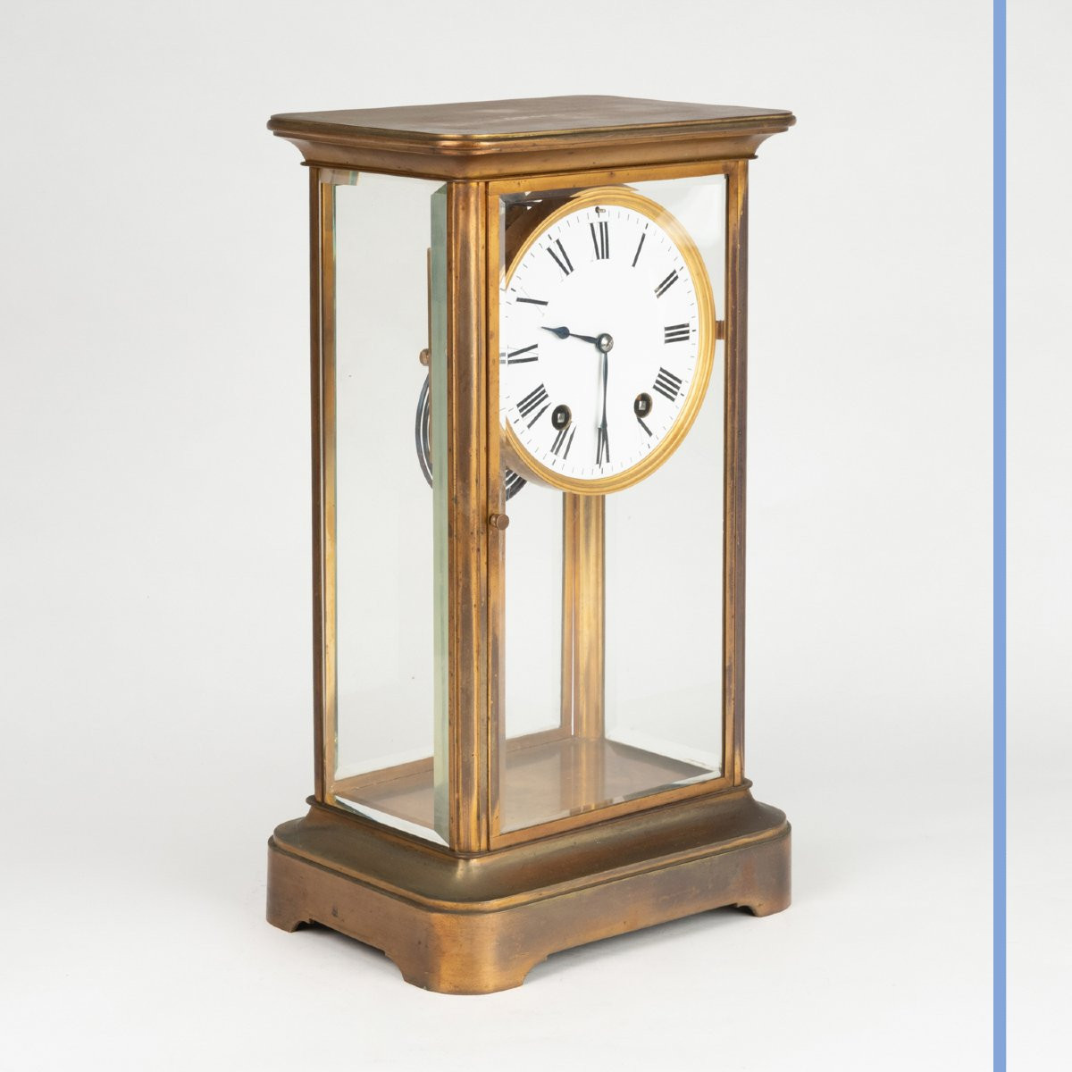 Pendule cage à armature en laiton doré et verre biseauté, XXe-photo-2