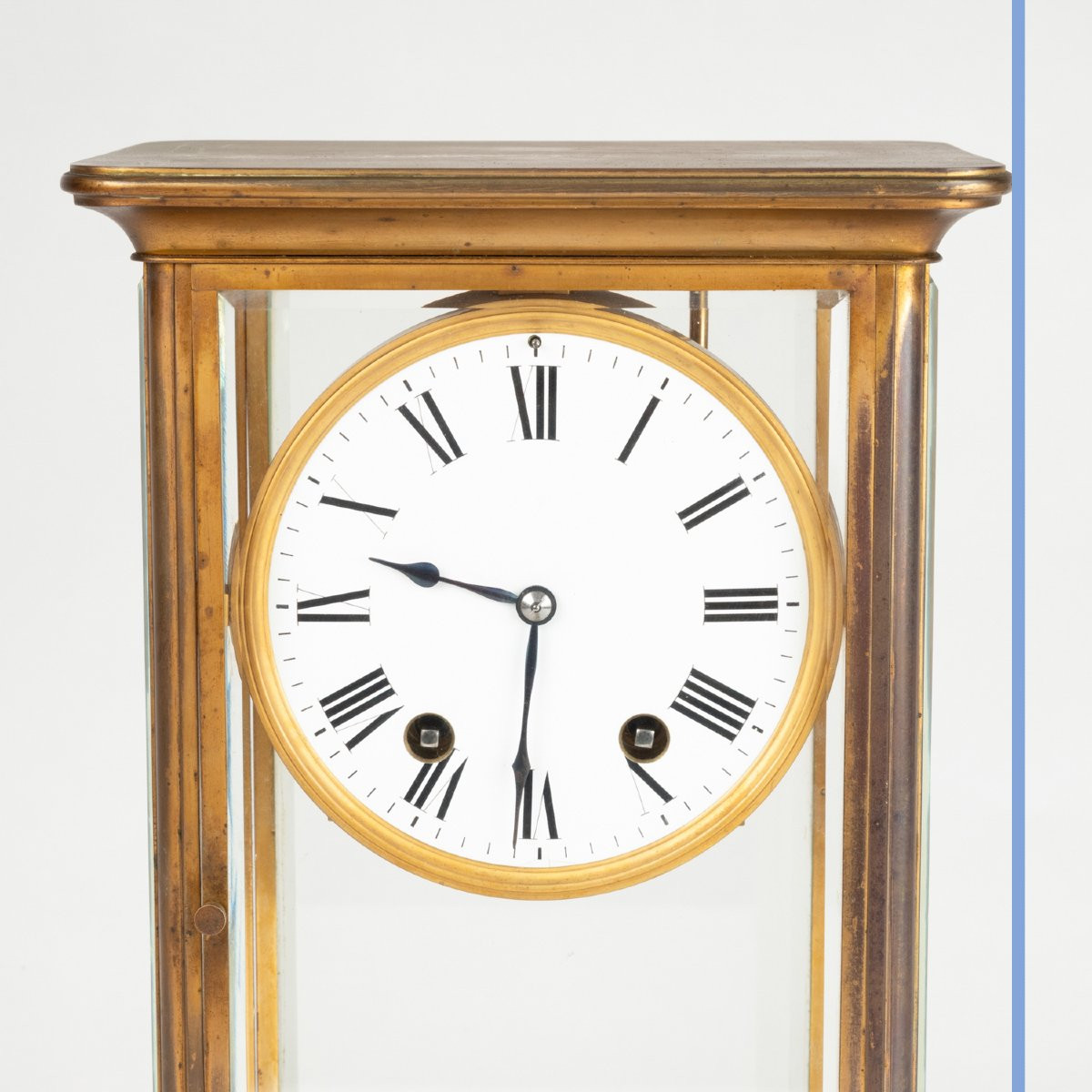 Pendule cage à armature en laiton doré et verre biseauté, XXe-photo-2