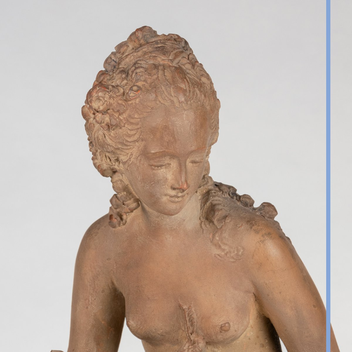 Sculpture en terre cuite "Vénus et Cupidon" monogrammé FC, XIXe-photo-1