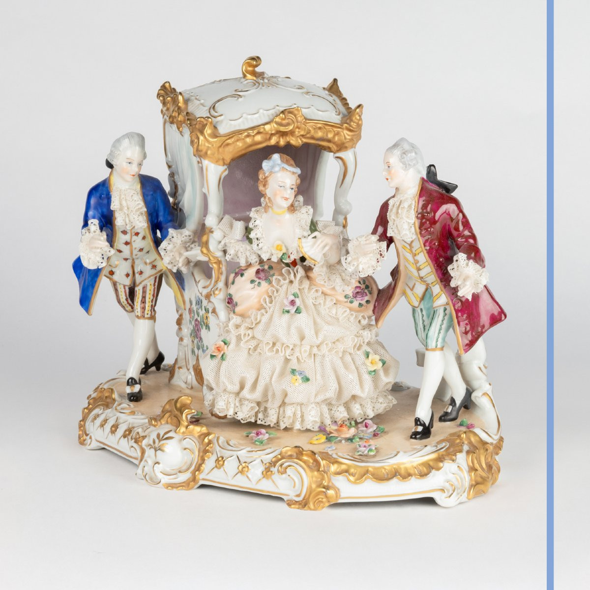 Groupe en porcelaine allemande "La calèche", XIXe-photo-2