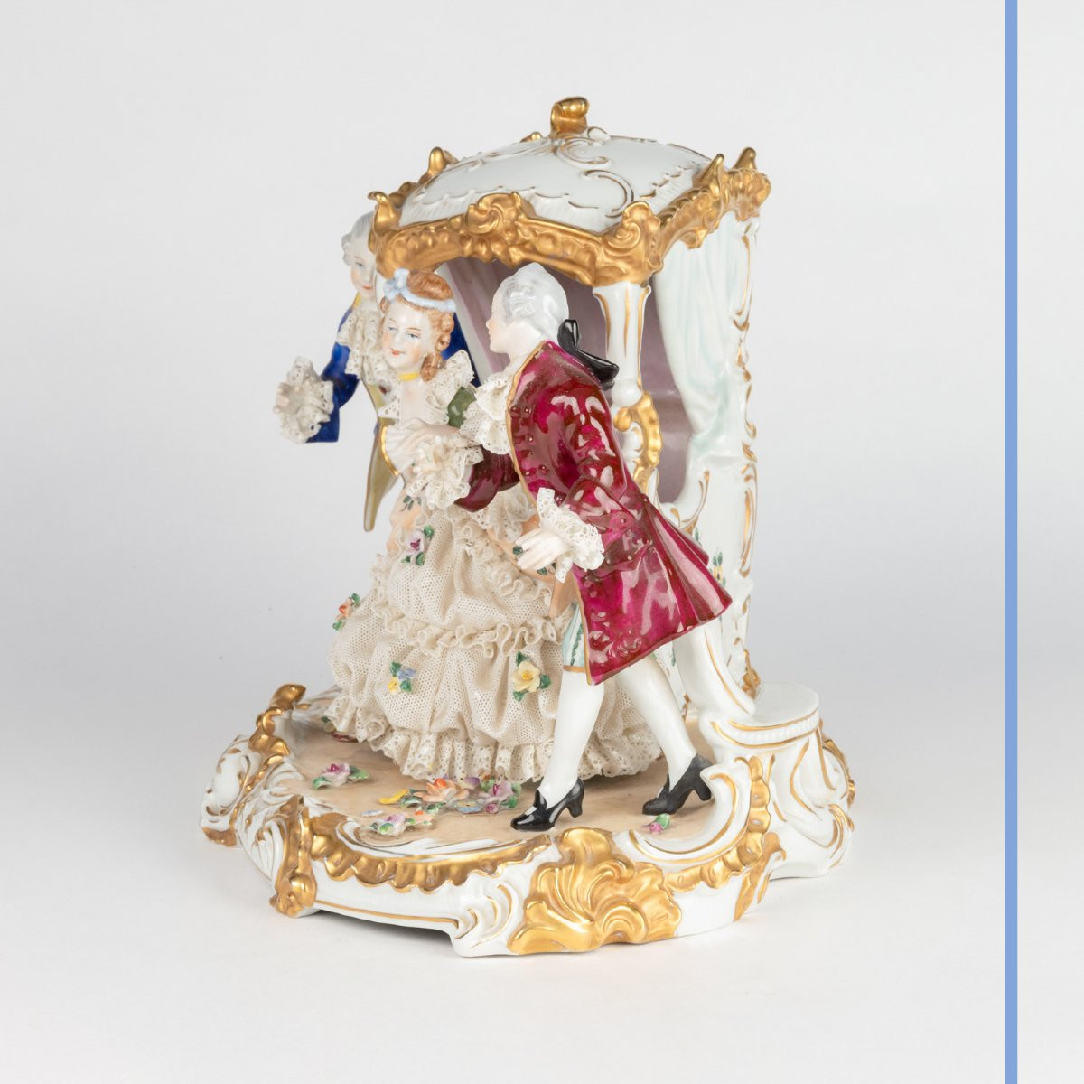 Groupe en porcelaine allemande "La calèche", XIXe-photo-3