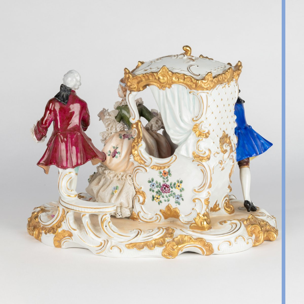 Groupe en porcelaine allemande "La calèche", XIXe-photo-4