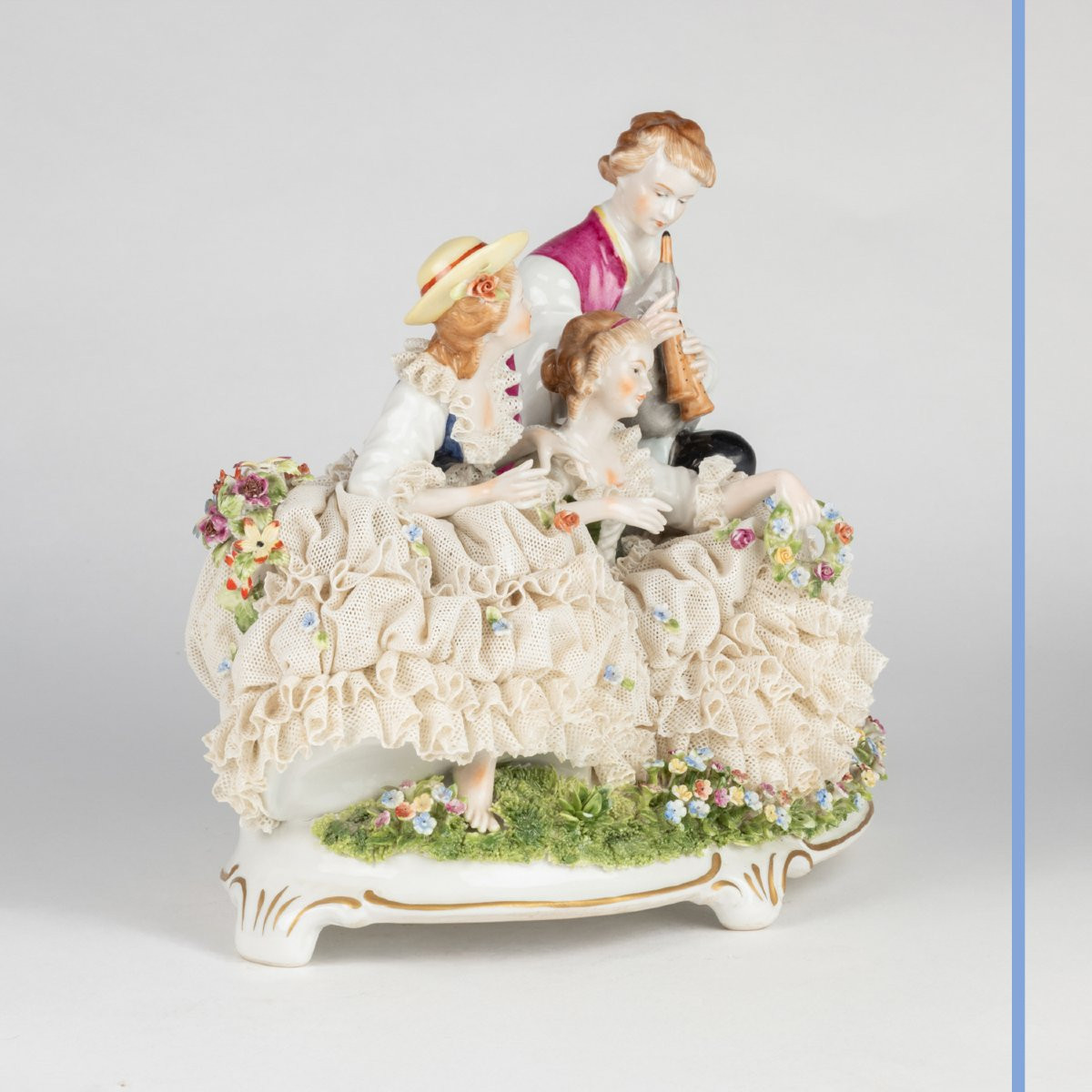 German Manufactory"unter Weiss Bach", Group In Porcelain, XXth-photo-2