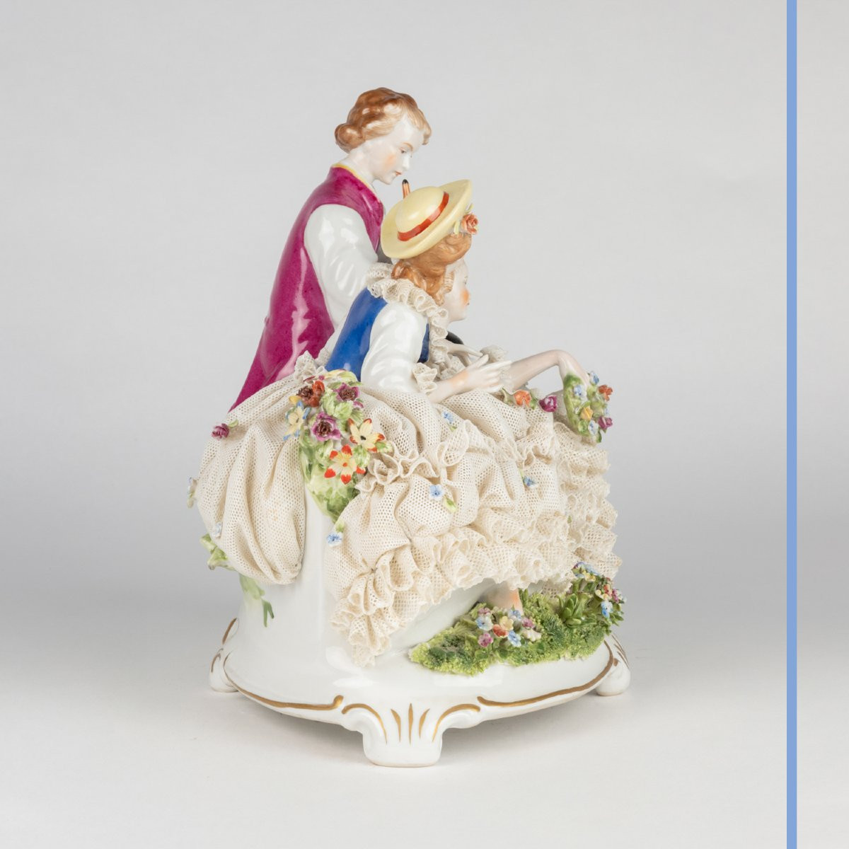 German Manufactory"unter Weiss Bach", Group In Porcelain, XXth-photo-3