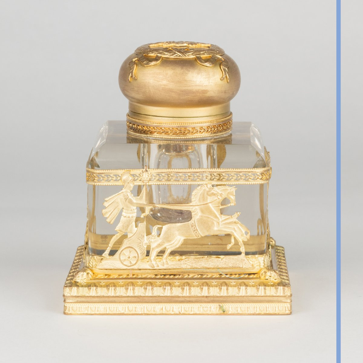 Dans le goût de Baccara, encrier en cristal taillé et bronze doré, XIXe-photo-3