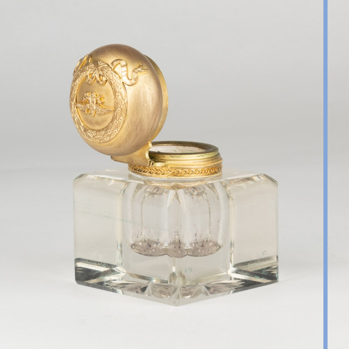 Dans le goût de Baccara, encrier en cristal taillé et bronze doré, XIXe-photo-1