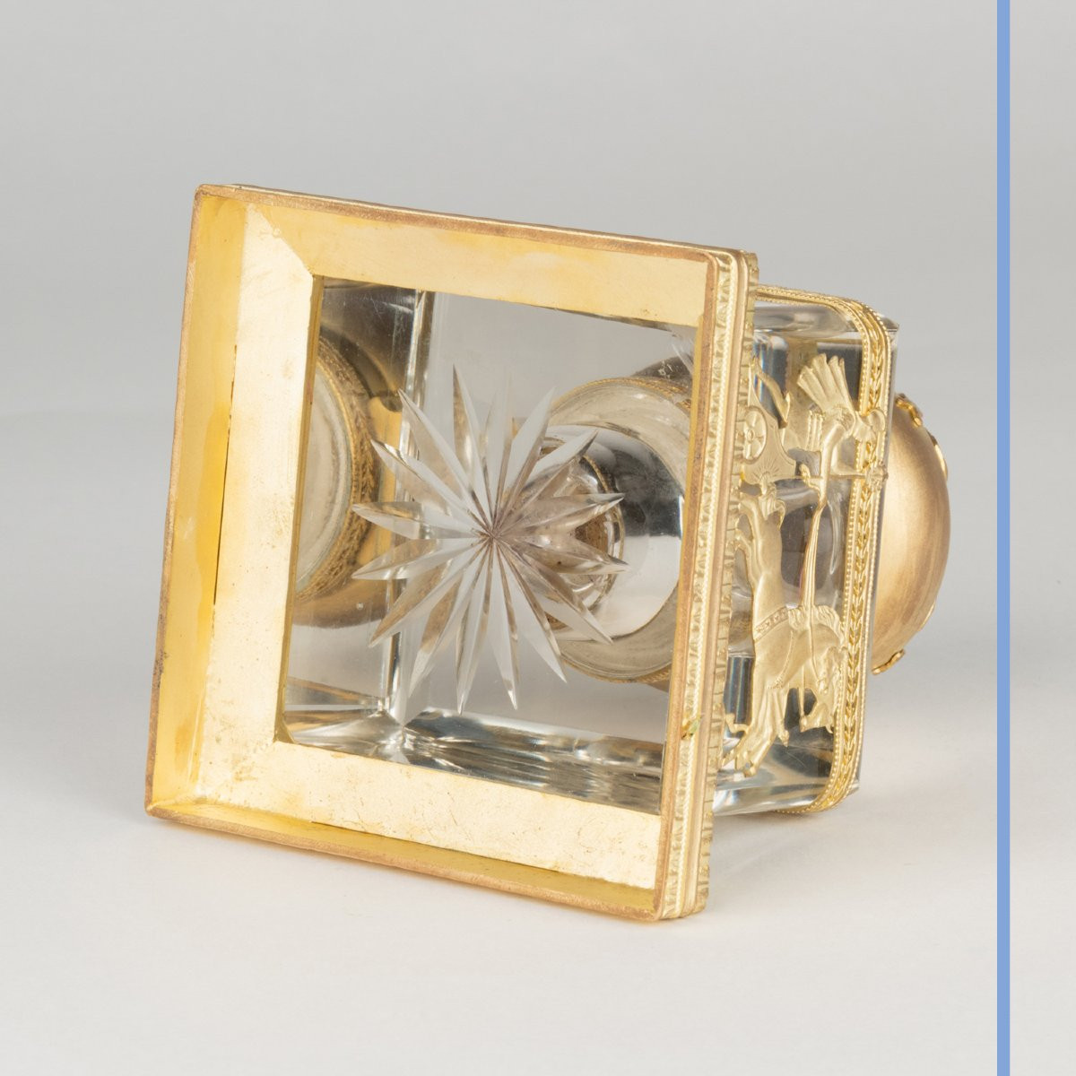 Dans le goût de Baccara, encrier en cristal taillé et bronze doré, XIXe-photo-4