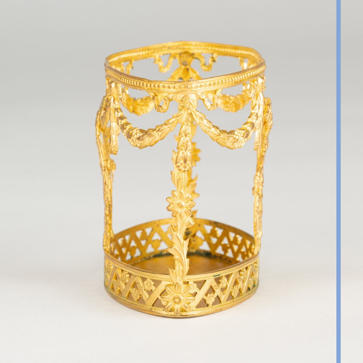 Support à deux flacons en cristal taillé et laiton doré, XIXe-photo-2