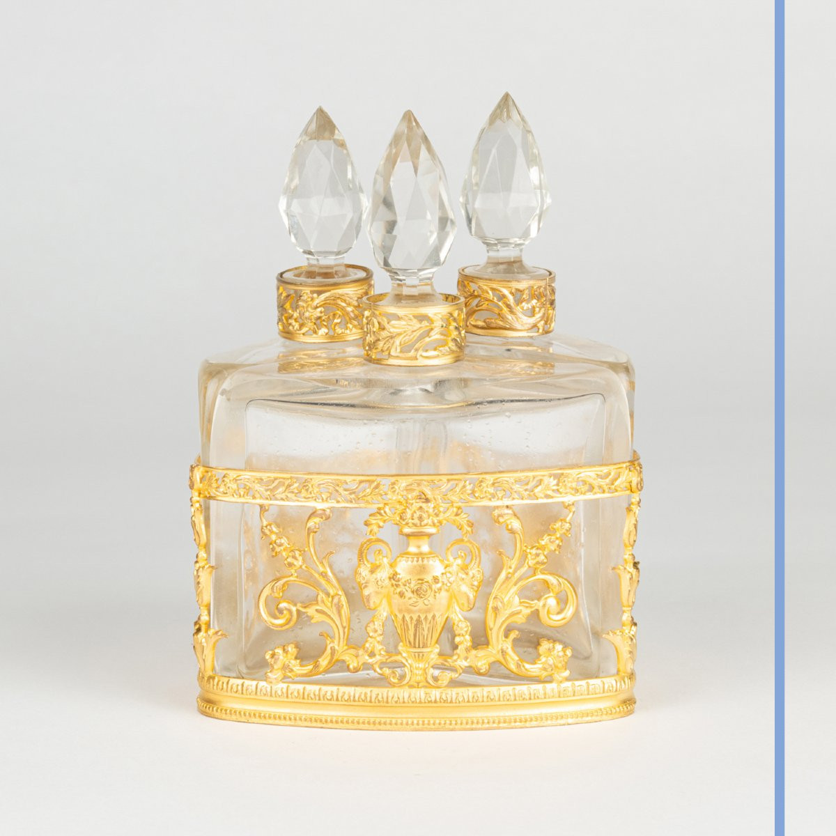 Three-bottle Holder In Cut Crystal And Gilt Bronze, 19th-photo-3