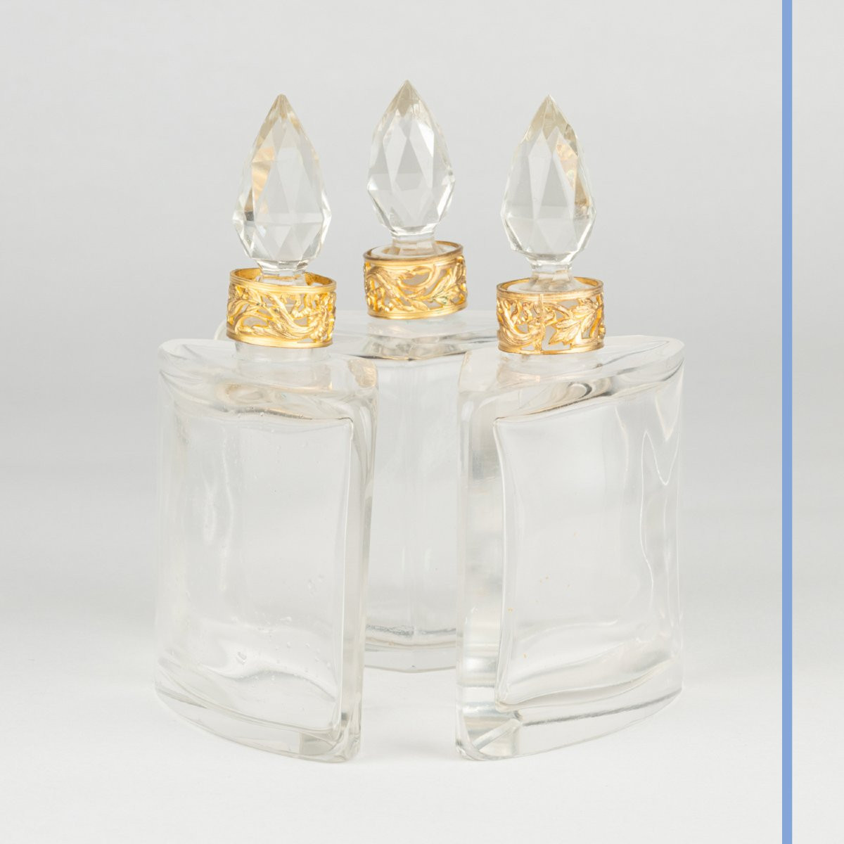 Three-bottle Holder In Cut Crystal And Gilt Bronze, 19th-photo-2