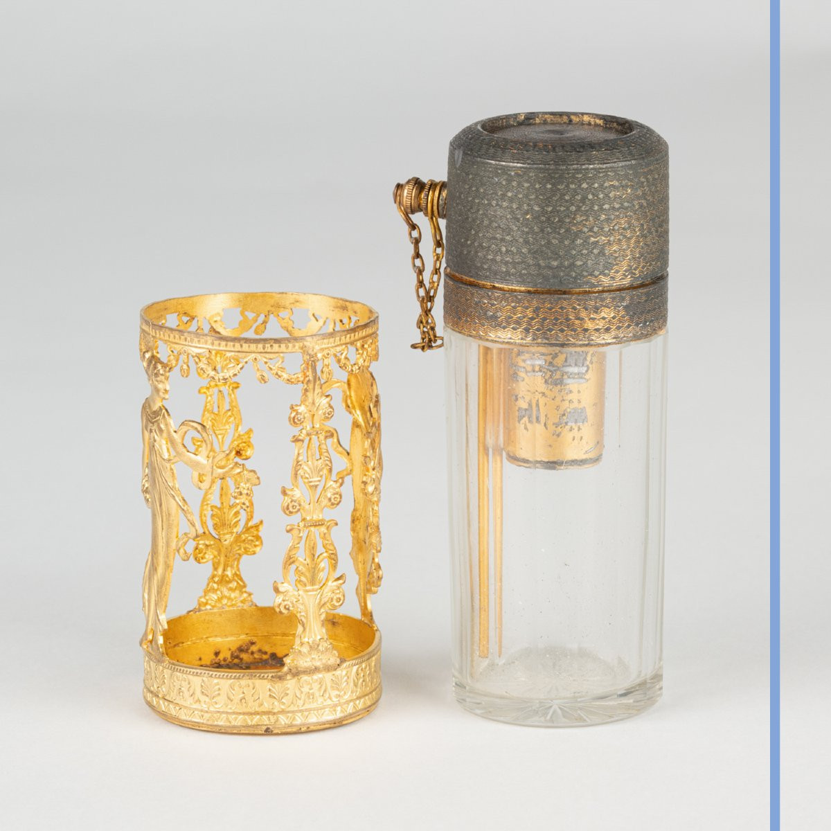 Dans le goût de Baccarat, vaporisateur à parfum en cristal taillé et bronze doré, XIXe-photo-2