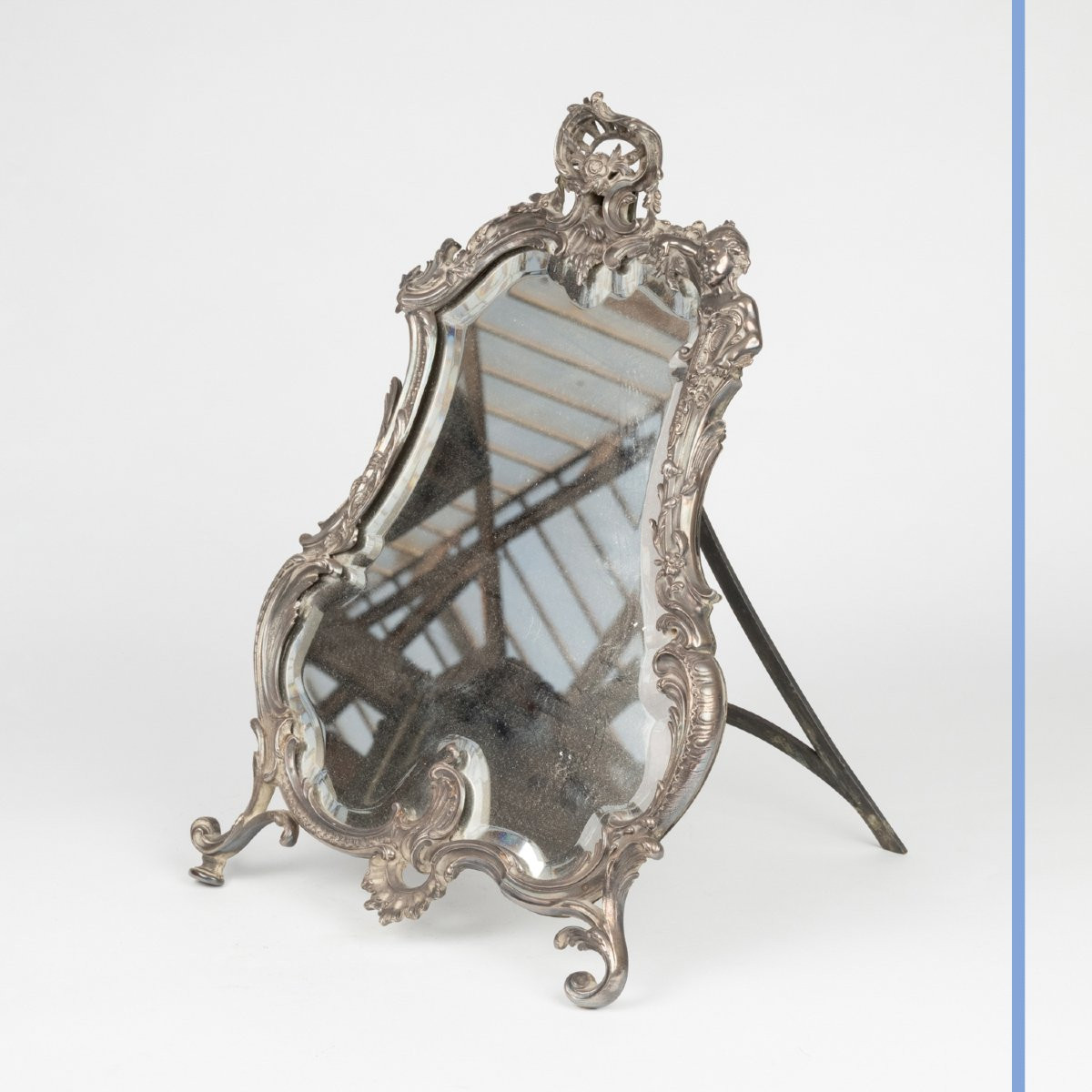 Louis XV-style Silvered Bronze Table Mirror, 19th-photo-2
