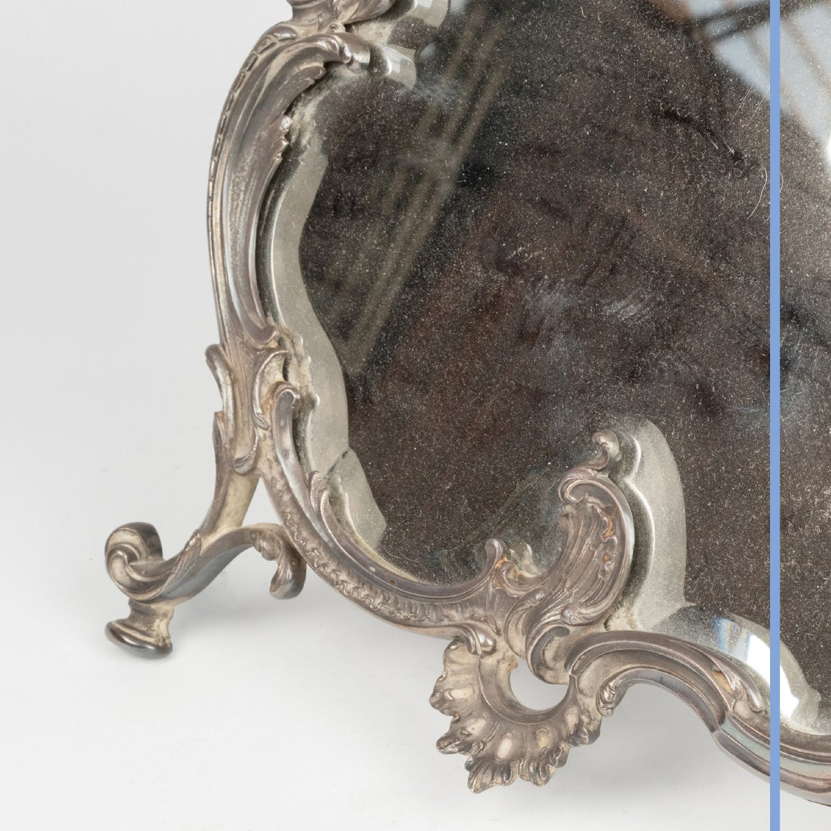 Louis XV-style Silvered Bronze Table Mirror, 19th-photo-5