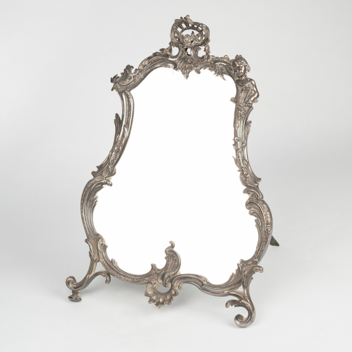 Louis XV-style Silvered Bronze Table Mirror, 19th