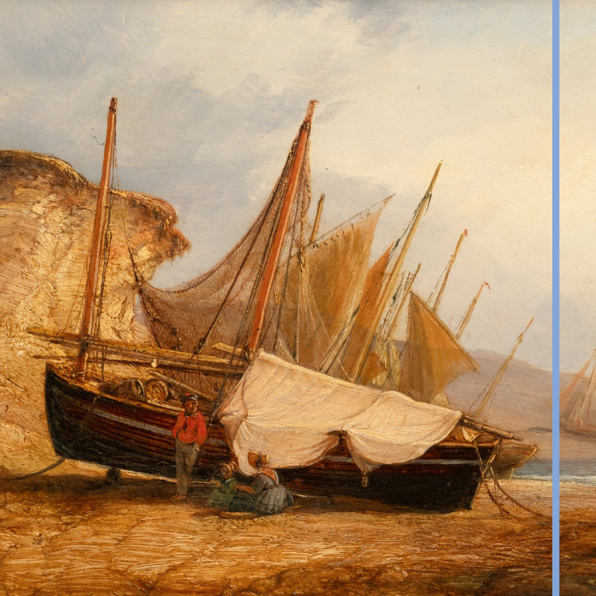 Antoine Léon Morel-Fatio (1810-1871), Huile sur panneau "Marine", XIXe-photo-2