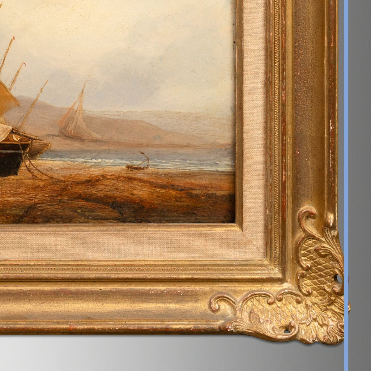 Antoine Léon Morel-Fatio (1810-1871), Huile sur panneau "Marine", XIXe-photo-1