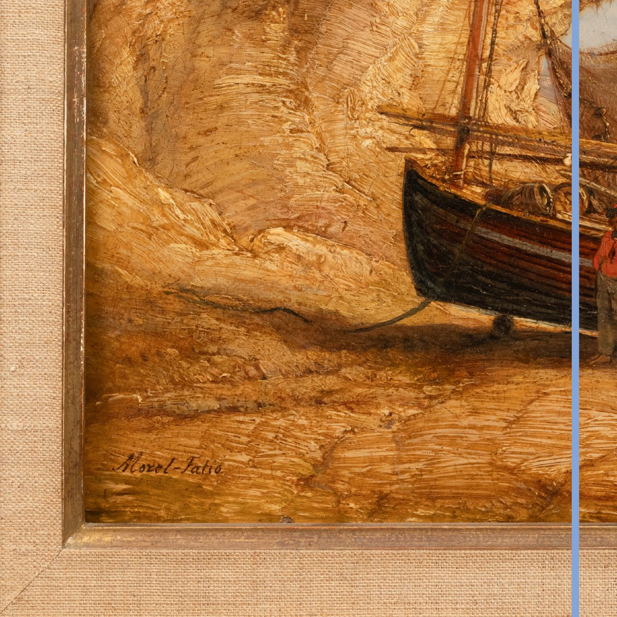 Antoine Léon Morel-Fatio (1810-1871), Huile sur panneau "Marine", XIXe-photo-2