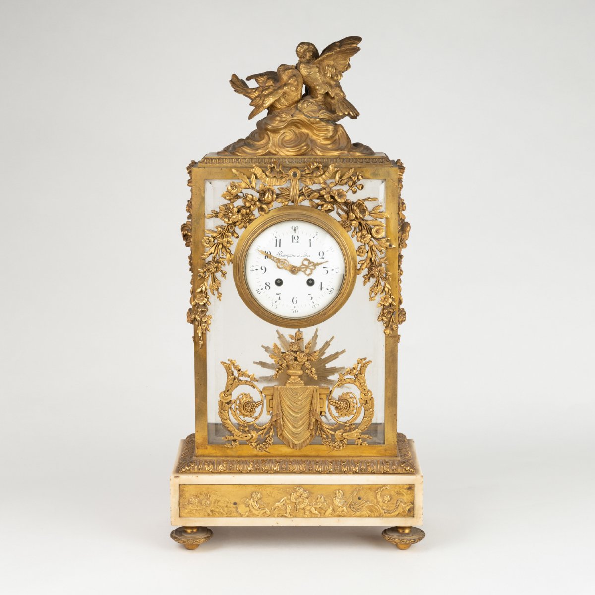 Bourquin à Paris, Gilt Bronze Birdcage Clock, 19th Century