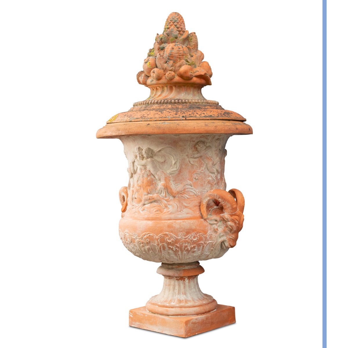 Pair Of Large Ornamental Terra Cotta Medicis Vases, Late 19th-photo-3