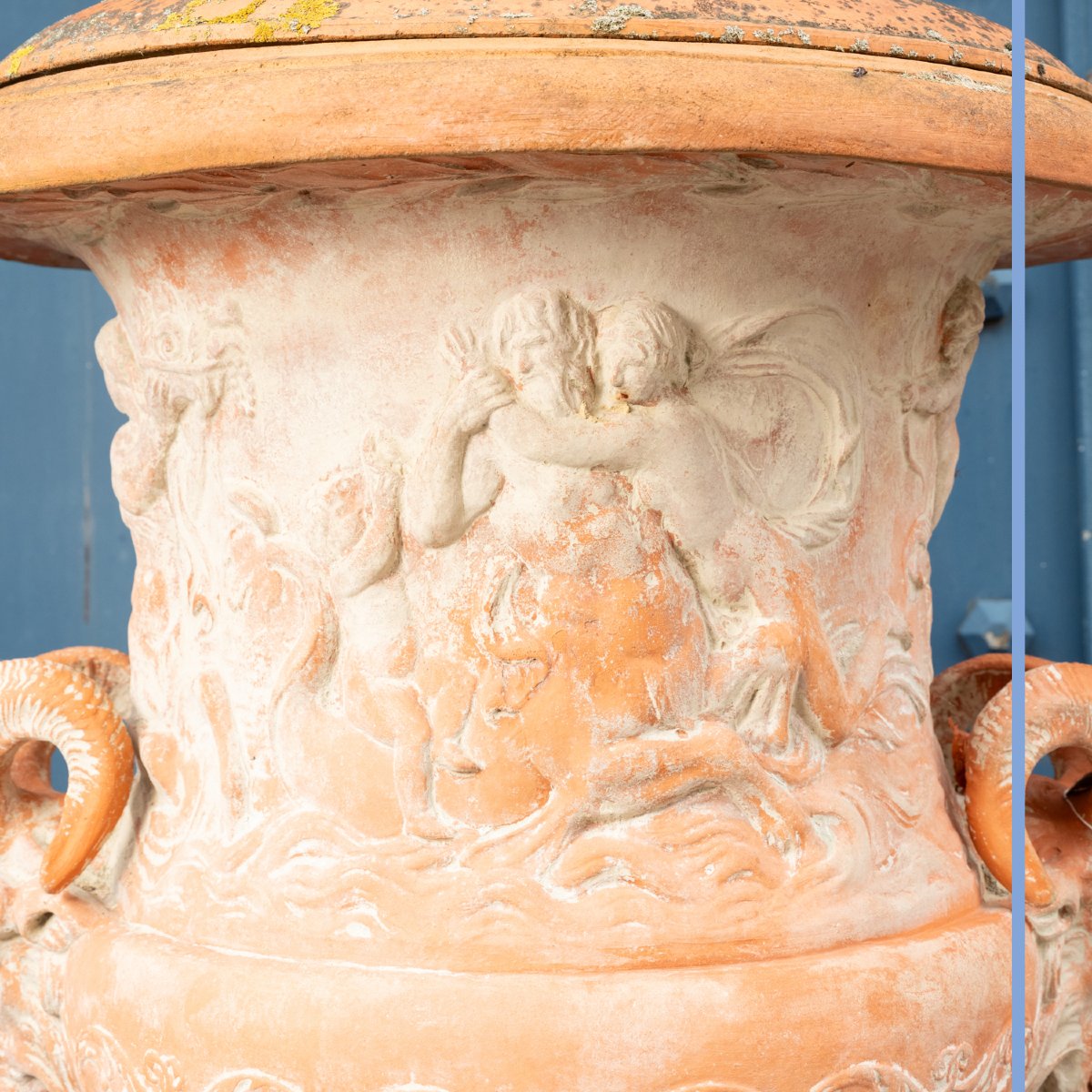 Pair Of Large Ornamental Terra Cotta Medicis Vases, Late 19th-photo-1