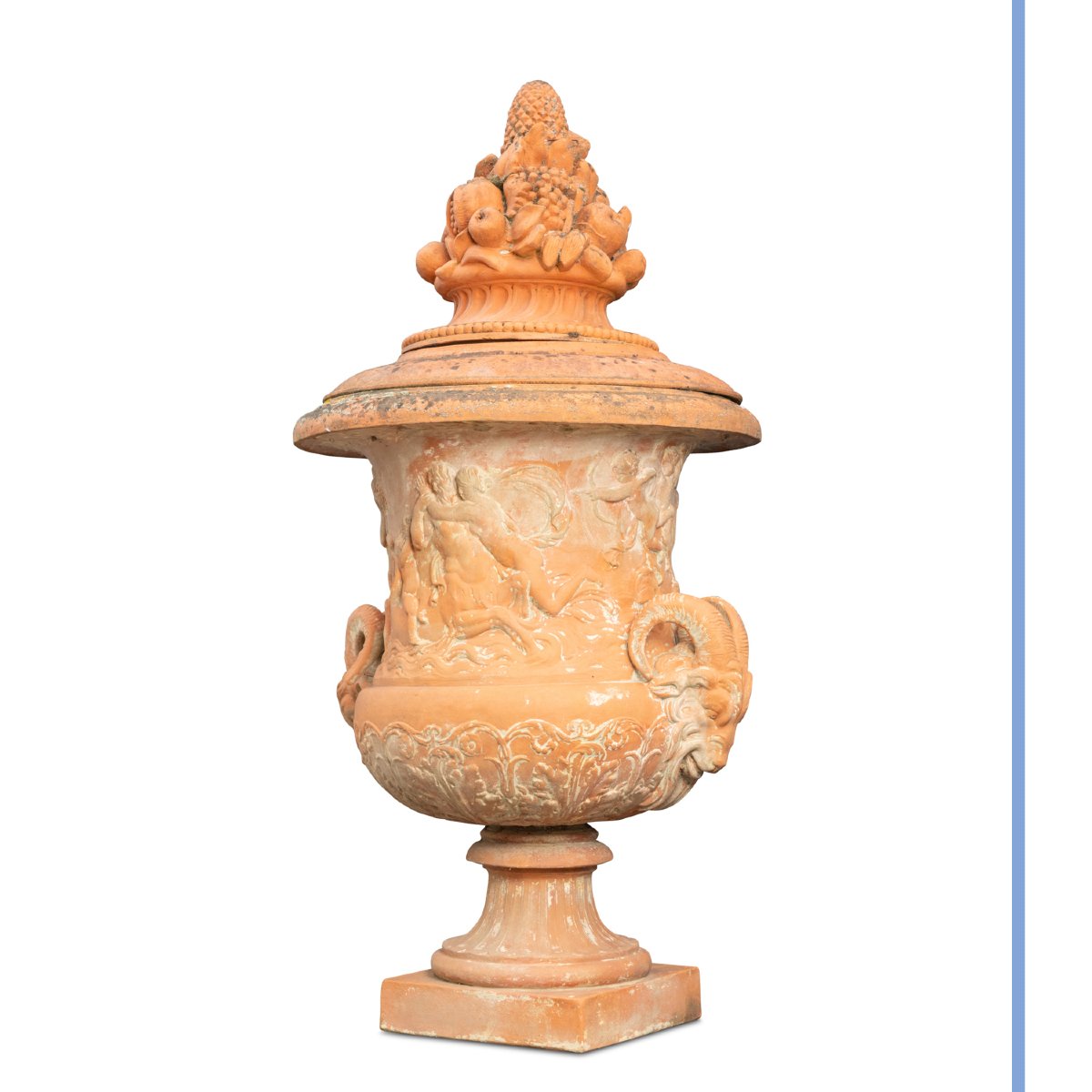 Pair Of Large Ornamental Terra Cotta Medicis Vases, Late 19th-photo-5