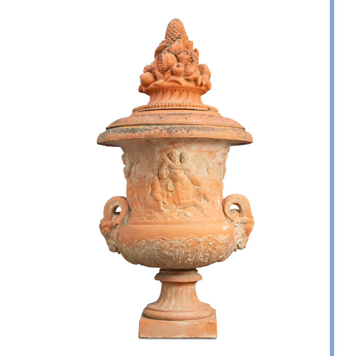 Pair Of Large Ornamental Terra Cotta Medicis Vases, Late 19th-photo-4