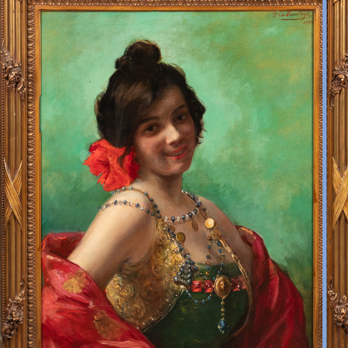 Paul De La Boulaye (1849-1926), Young Woman With Jewelry, Oil On Canvas, 20th Century-photo-2
