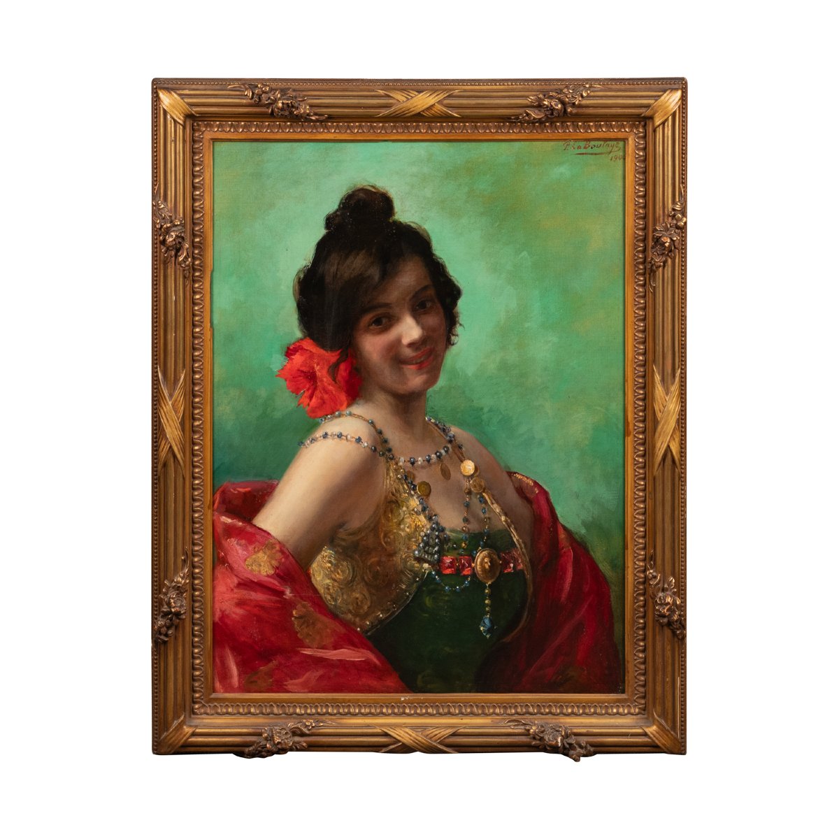 Paul De La Boulaye (1849-1926), Young Woman With Jewelry, Oil On Canvas, 20th Century