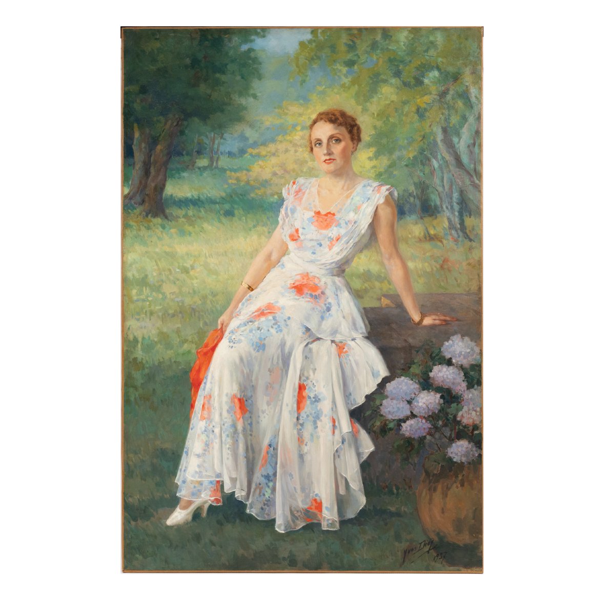 Yves Diey (1892-1984), portrait d'une Comtesse, huiles sur toile, XXe