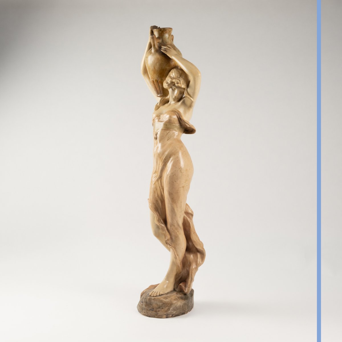 Haniroff (19th–20th Centuries), Goldscheider Workshop, Young Woman, Painted Plaster, 20th Century-photo-2
