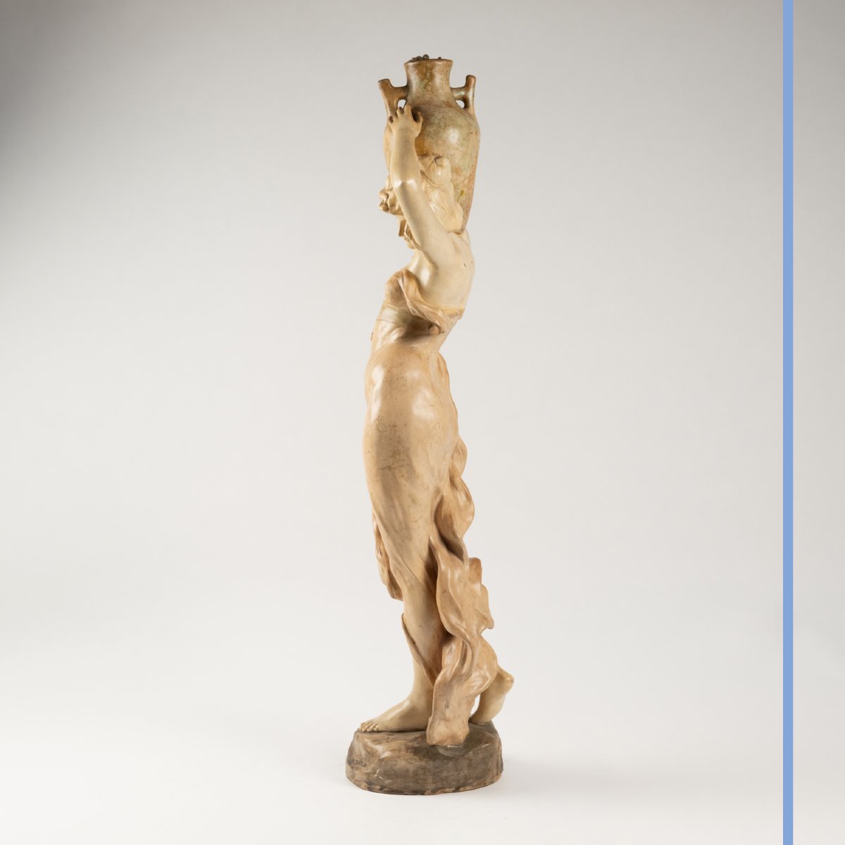 Haniroff (19th–20th Centuries), Goldscheider Workshop, Young Woman, Painted Plaster, 20th Century-photo-3