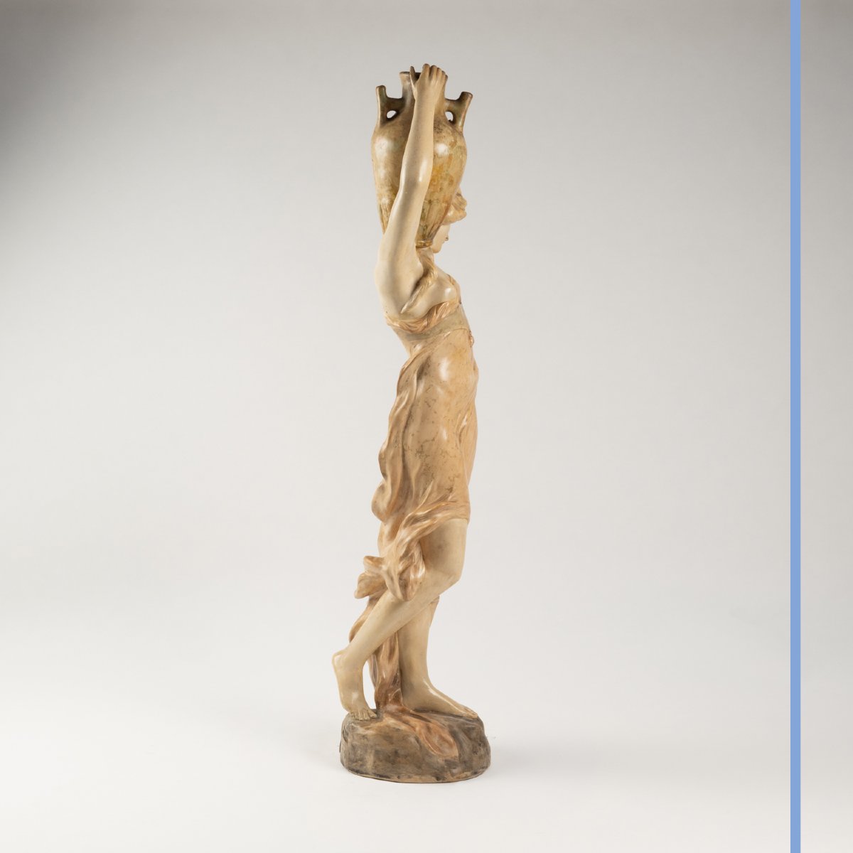 Haniroff (19th–20th Centuries), Goldscheider Workshop, Young Woman, Painted Plaster, 20th Century-photo-1