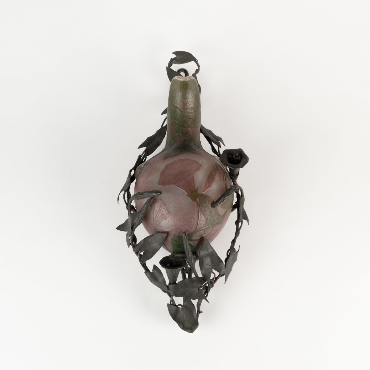 Daum Nancy, Multi-layered Glass Vase, Brass, And Patinated Copper, 19th
