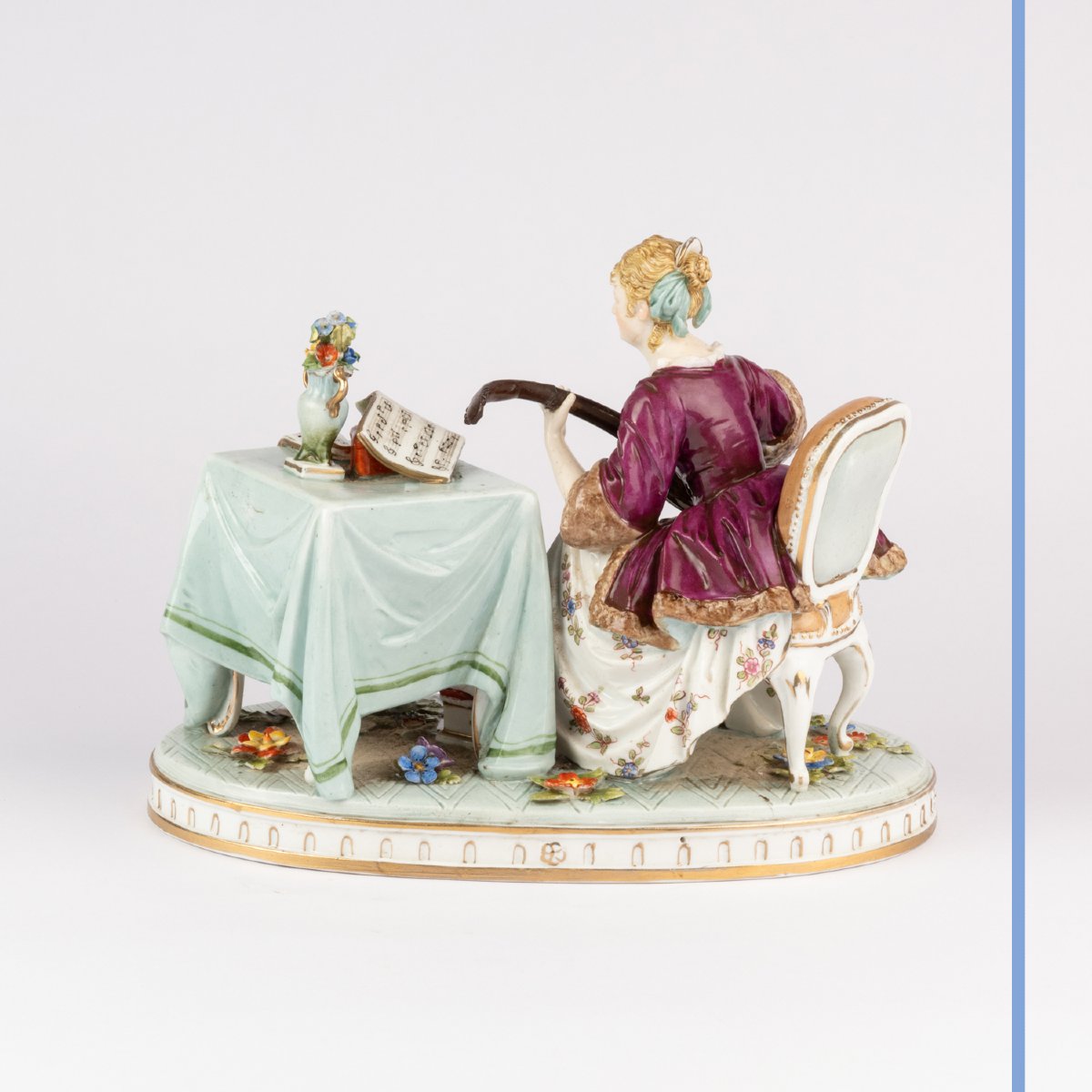 Dans le goût de la Manufacture de Meissen, la Musicienne, porcelaine, XIXe-photo-3
