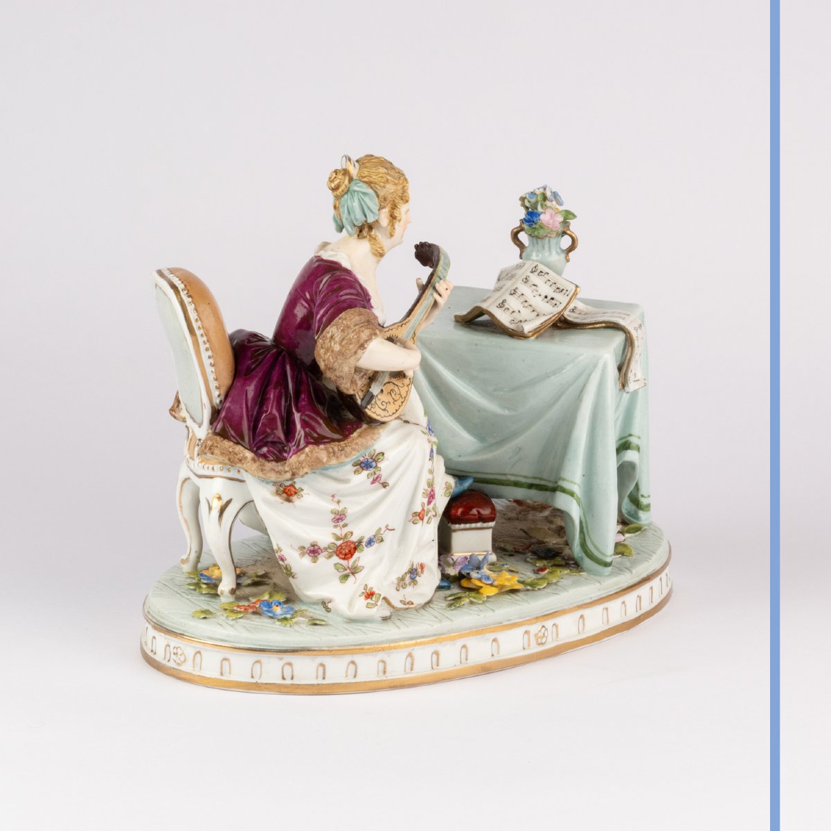 Dans le goût de la Manufacture de Meissen, la Musicienne, porcelaine, XIXe-photo-4