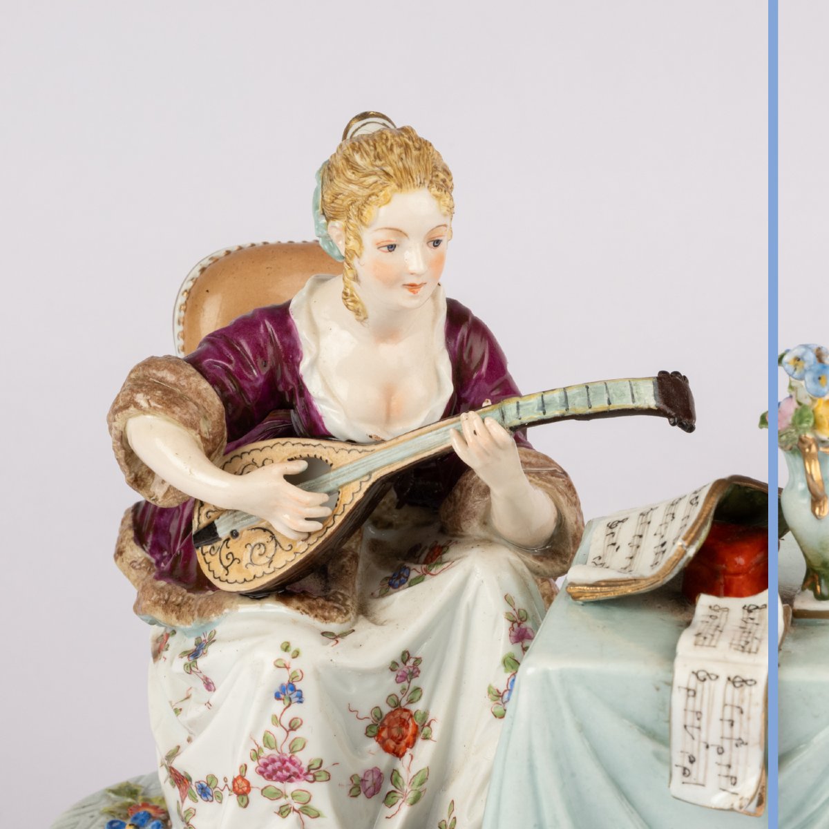 Dans le goût de la Manufacture de Meissen, la Musicienne, porcelaine, XIXe-photo-1