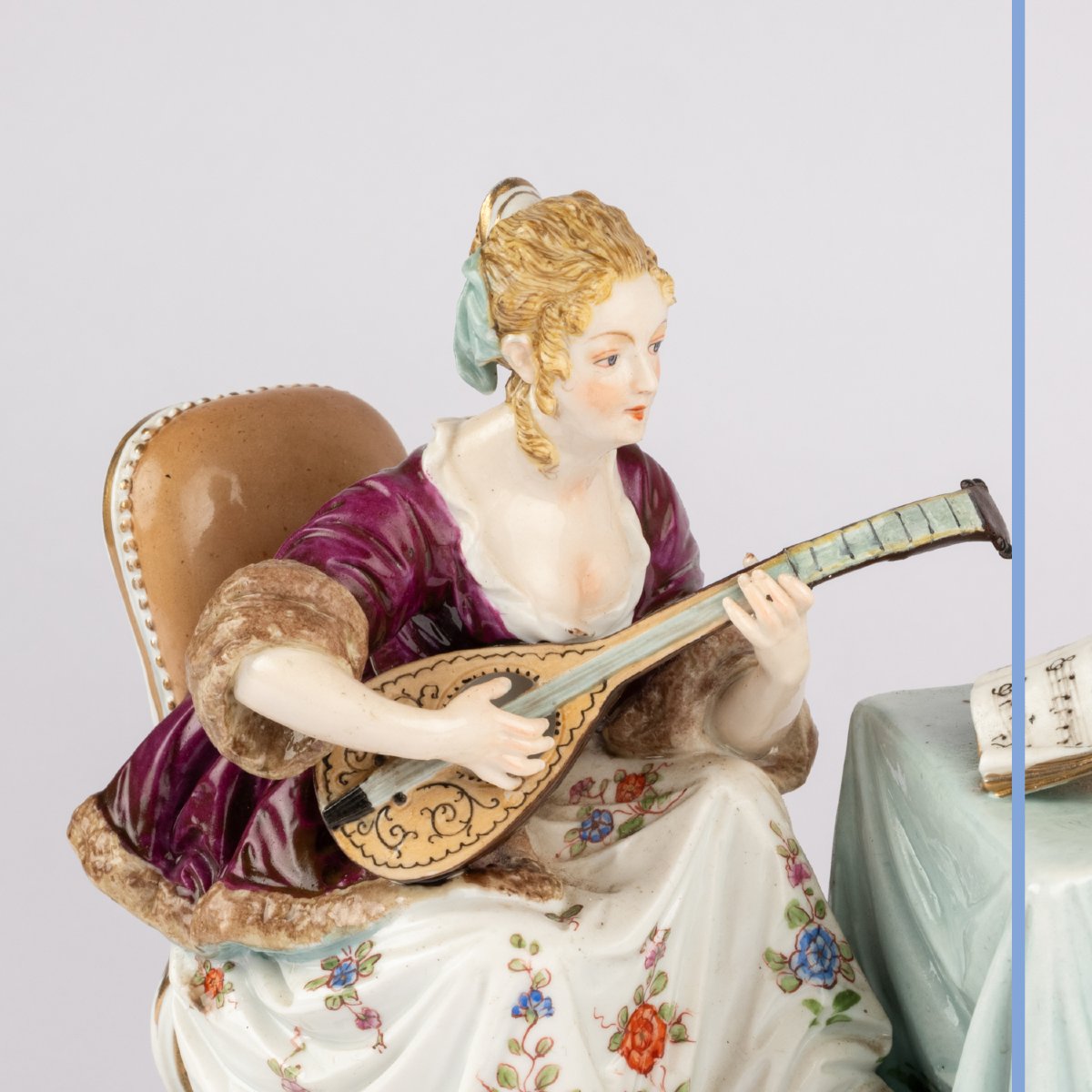 Dans le goût de la Manufacture de Meissen, la Musicienne, porcelaine, XIXe-photo-2
