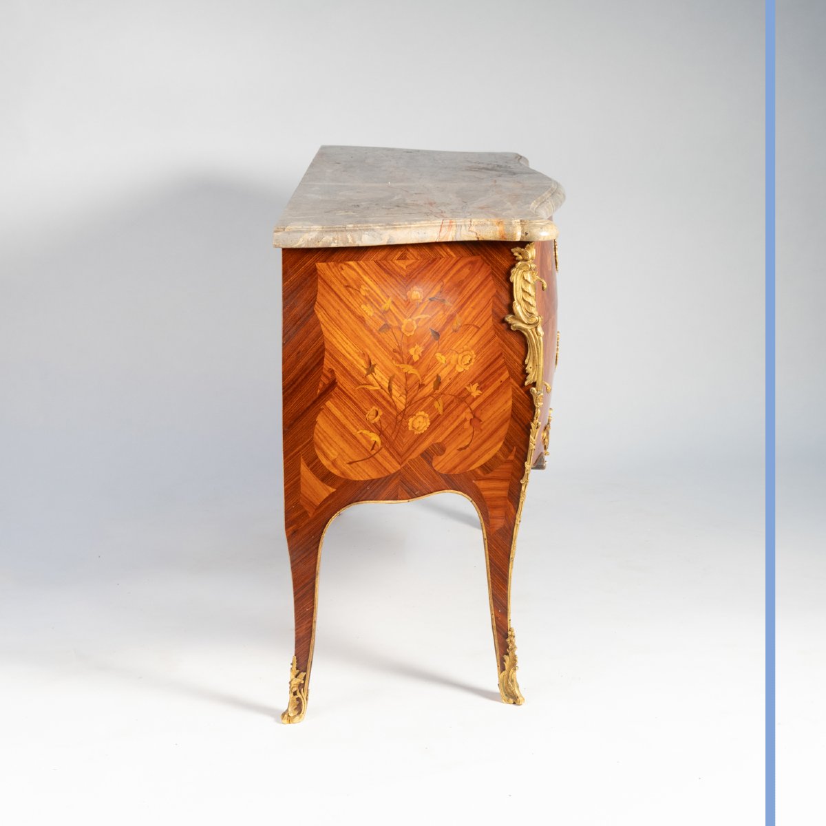 Louis XV Style Marquetry And Gilt Bronze Commode, 20th-photo-4