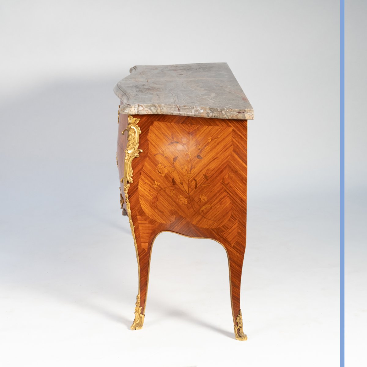 Louis XV Style Marquetry And Gilt Bronze Commode, 20th-photo-2