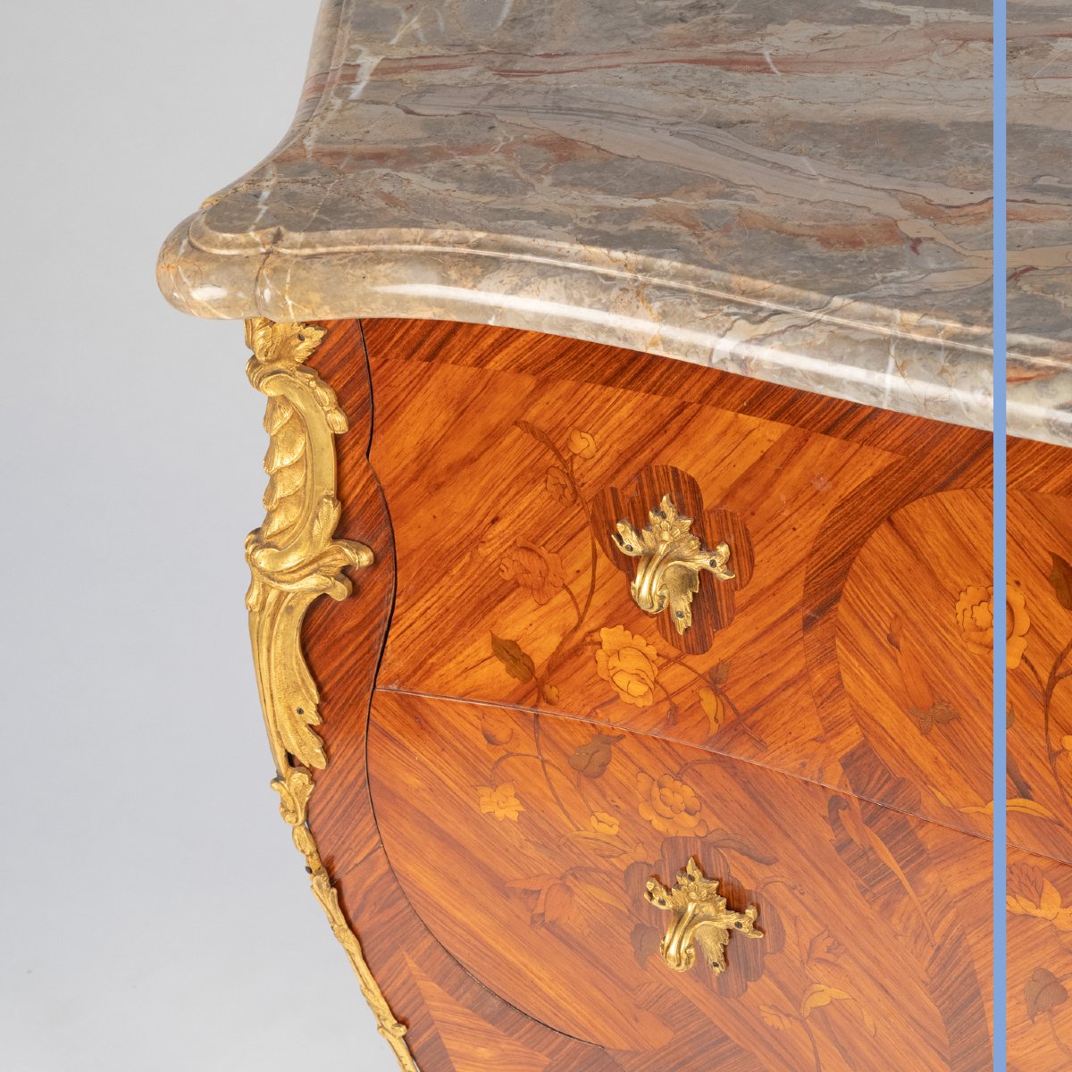 Louis XV Style Marquetry And Gilt Bronze Commode, 20th-photo-3