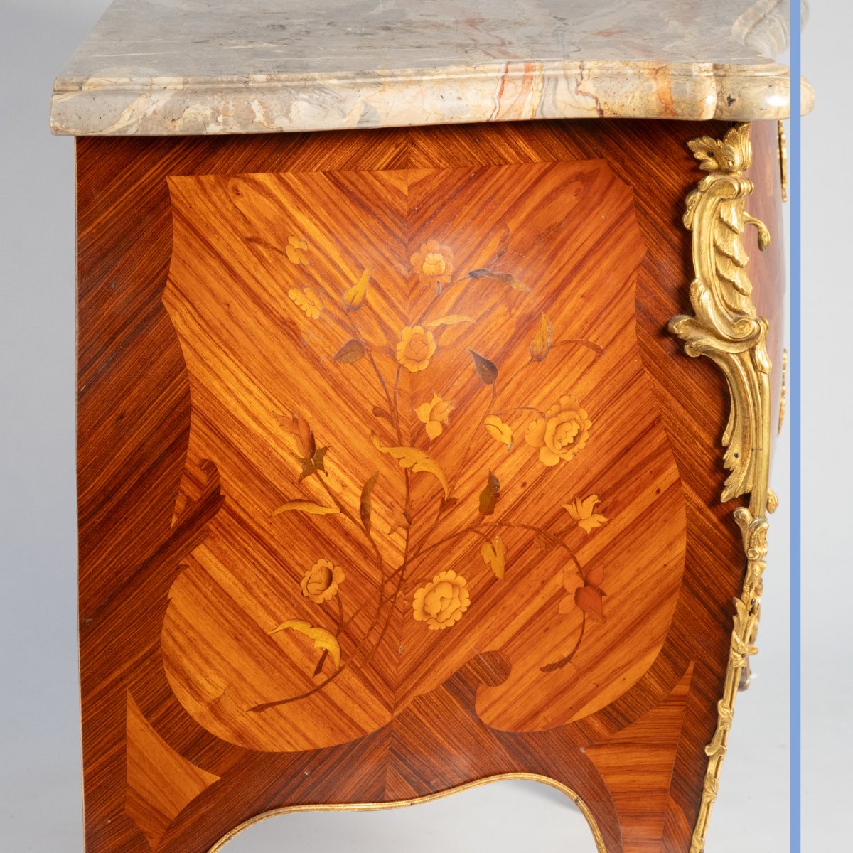 Louis XV Style Marquetry And Gilt Bronze Commode, 20th-photo-7