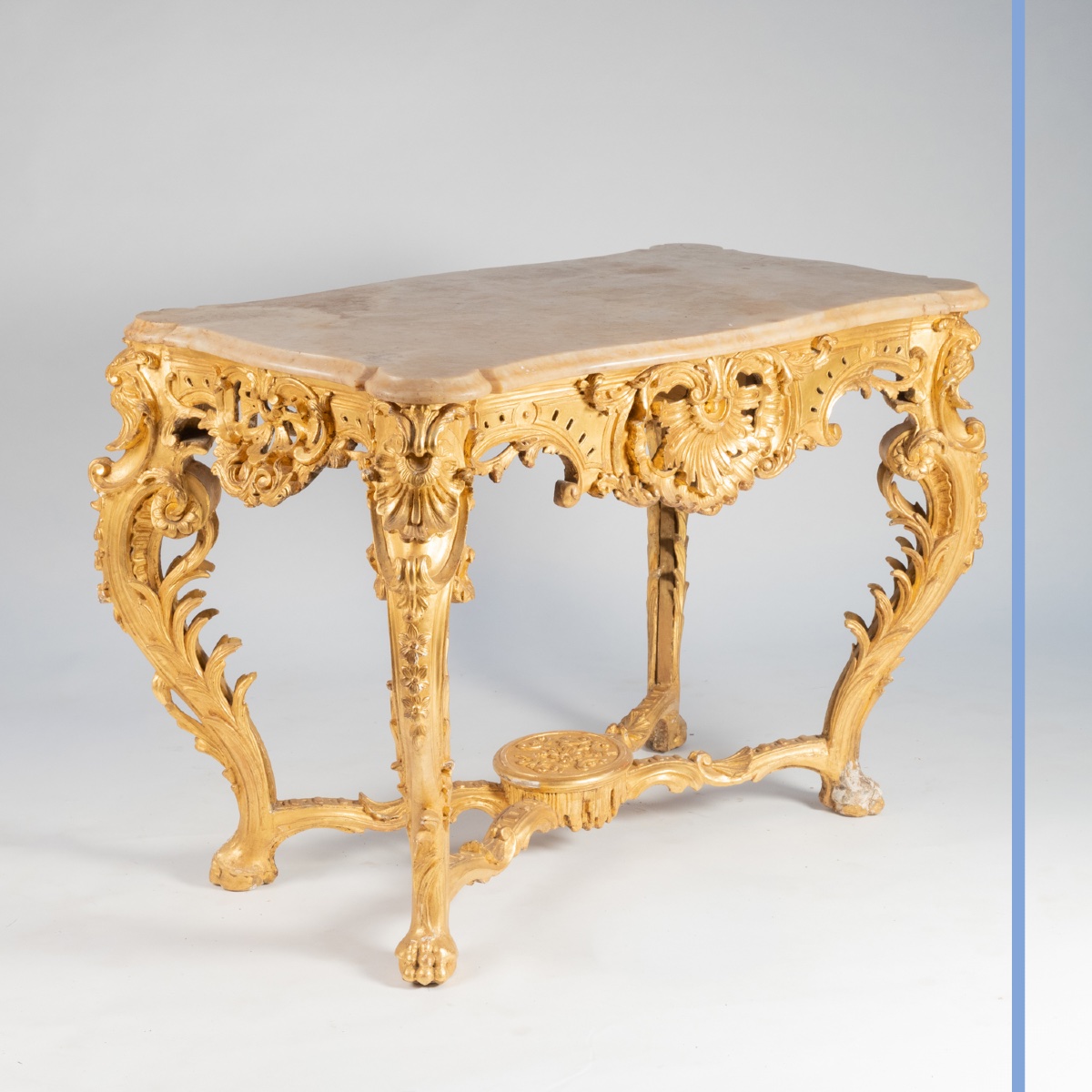 Louis XV Style Center Table In Wood And Gilded Stucco, XIXth-photo-2