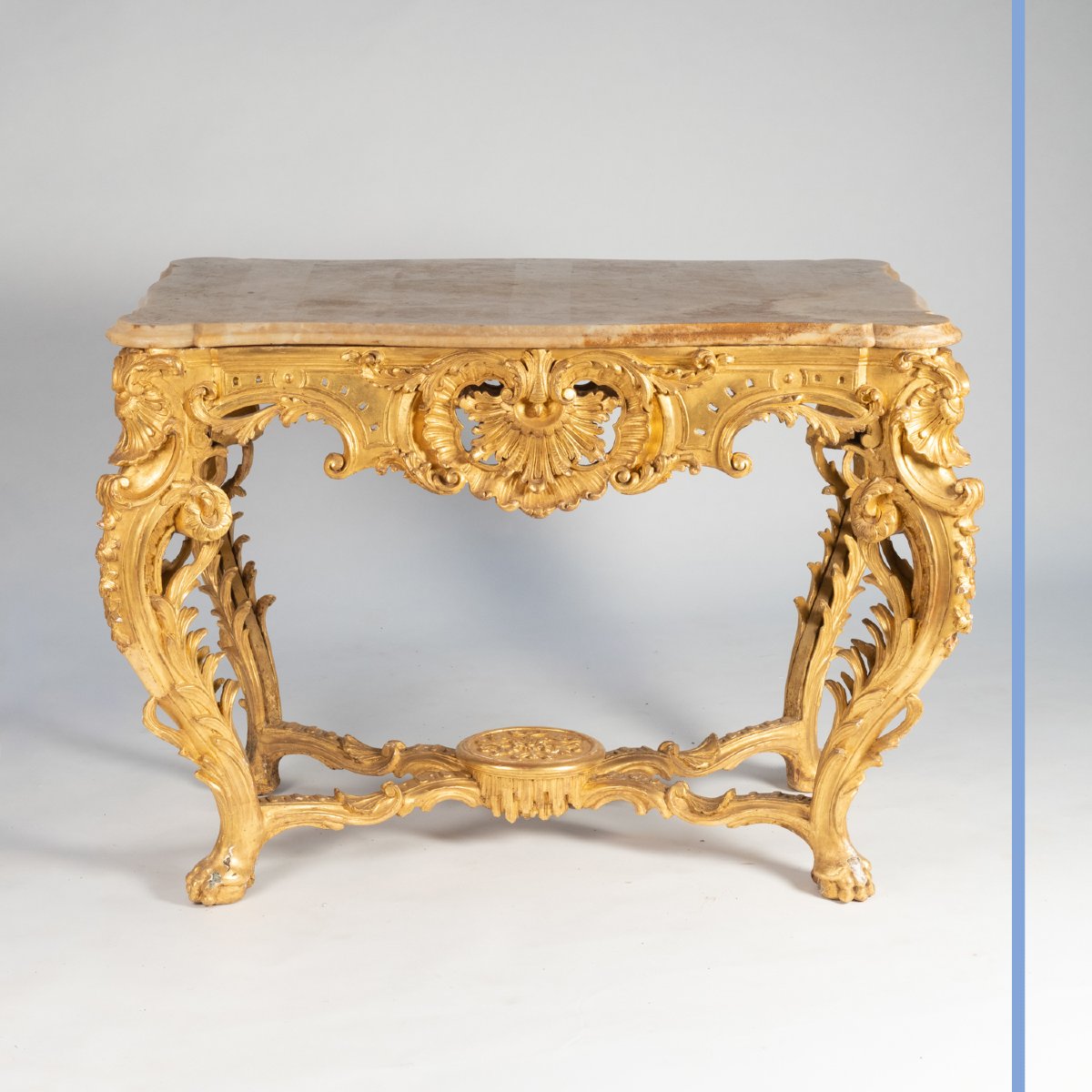 Louis XV Style Center Table In Wood And Gilded Stucco, XIXth-photo-4